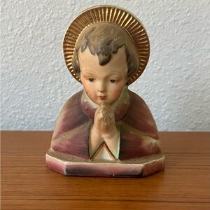 Vintage Sanmyro Praying Saint Porcelain Figurine W/ Gilt Halo (Japan)